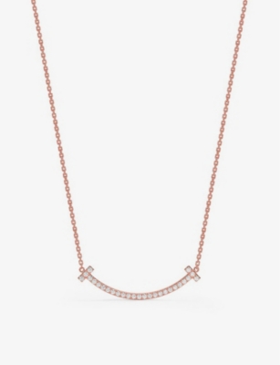 TIFFANY & CO: Tiffany T Smile 18ct rose-gold and diamond necklace