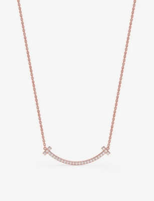 TIFFANY & CO: Tiffany T Smile 18ct rose-gold and diamond necklace