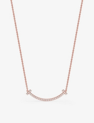 Tiffany & Co Womens 18k Rose Gold Tiffany T Smile 18ct Rose-gold And Diamond Necklace