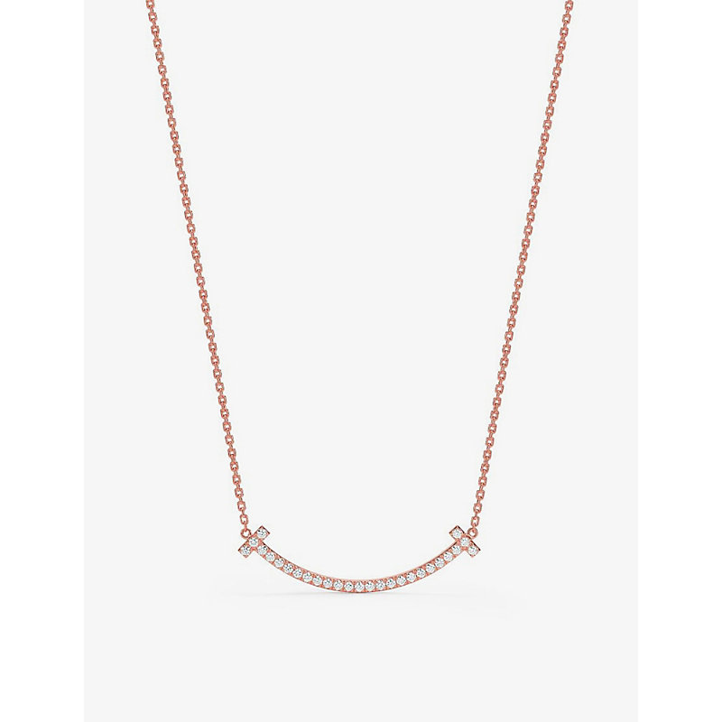 Tiffany & Co Womens 18k Rose Gold Tiffany T Smile 18ct Rose-gold And Diamond Necklace