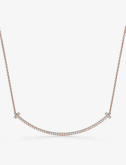 TIFFANY & CO: Tiffany T Smile extra-large diamond and 18ct rose-gold necklace