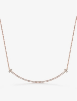 Tiffany & Co Womens 18k Rose Gold Tiffany T Smile Extra-large Diamond And 18ct Rose-gold Necklace