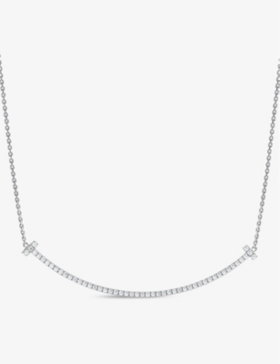 TIFFANY & CO: Tiffany T Smile extra-large diamond and 18ct white-gold necklace