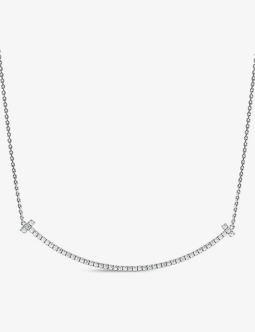 TIFFANY & CO: Tiffany T Smile extra-large diamond and 18ct white-gold necklace
