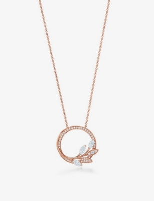 TIFFANY & CO: Vine Circle large 18ct rose-gold and 0.70ct brilliant- and marquise-cut diamond pendant necklace