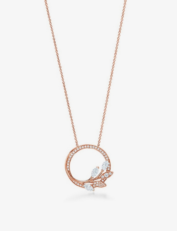 Vine Circle large 18ct rose-gold and 0.70ct brilliant- and marquise-cut diamond pendant necklace