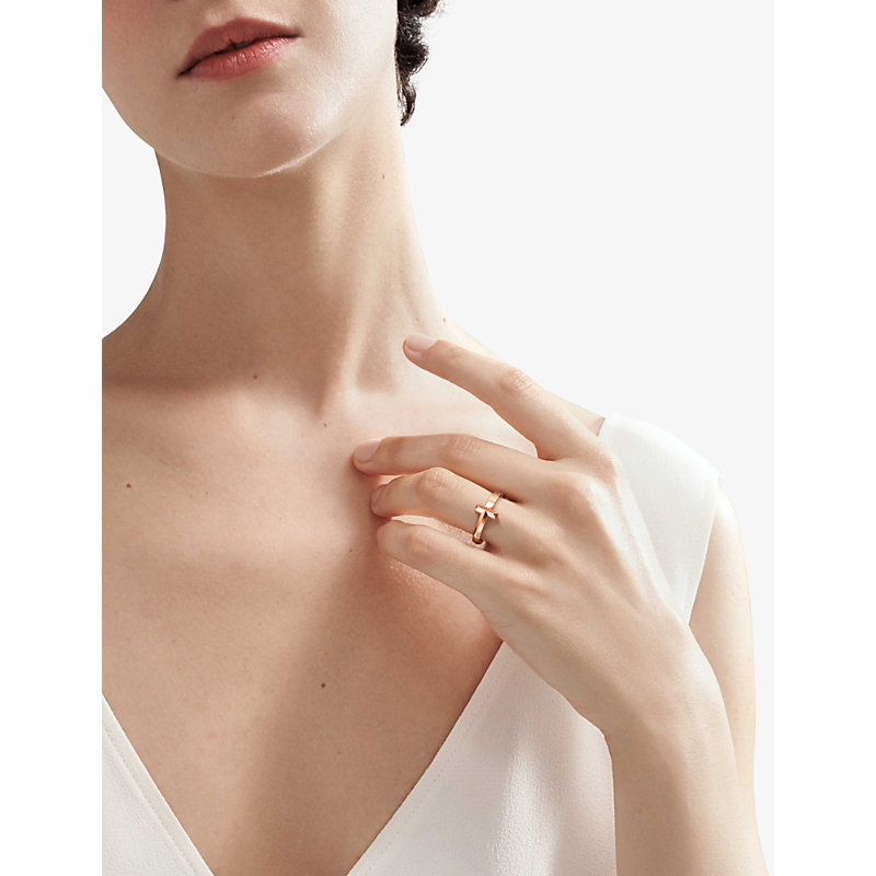 Shop Tiffany & Co Womens 18k Rose Gold Tiffany T T1 Narrow 18ct Rose-gold Ring