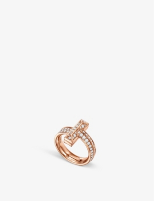 Tiffany & Co Womens Rose Gold T1 Wide 18ct Rose-gold And 0.54ct Brilliant-cut Diamond Ring