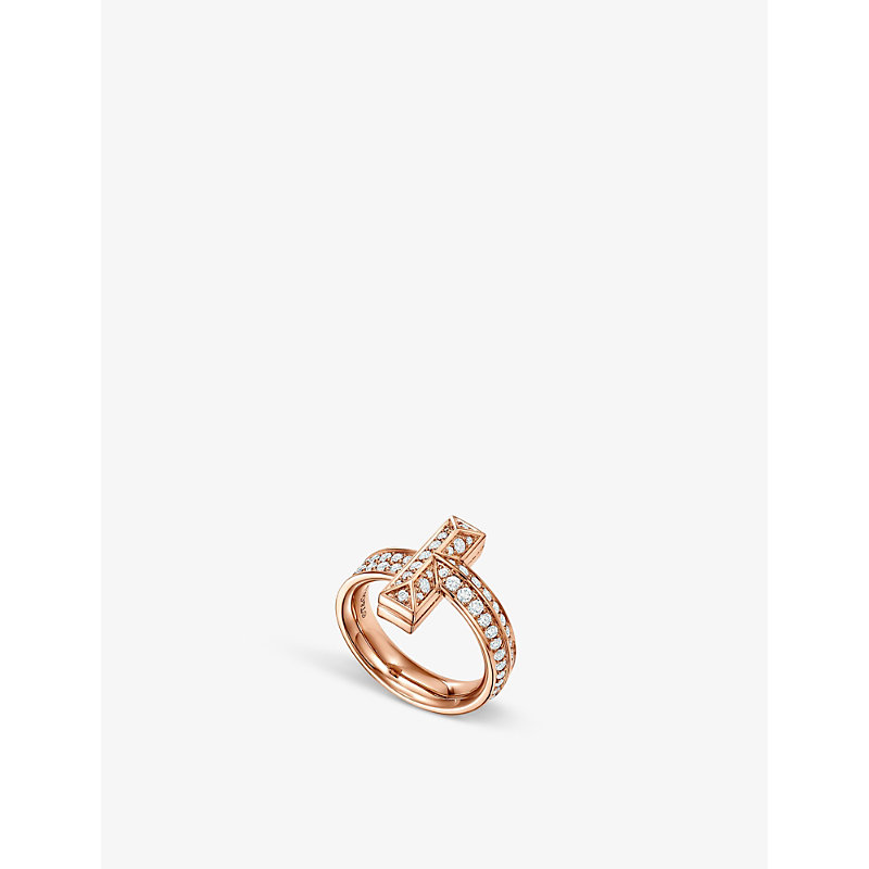 Tiffany & Co Womens Rose Gold T1 Wide 18ct Rose-gold And 0.54ct Brilliant-cut Diamond Ring
