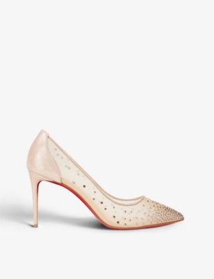 Christian Louboutin Astrid Suede Ankle-Wrap Red Sole Pumps