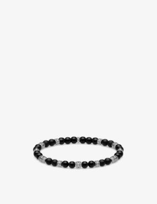THOMAS SABO: Lucky Charms sterling silver and obsidian beaded bracelet