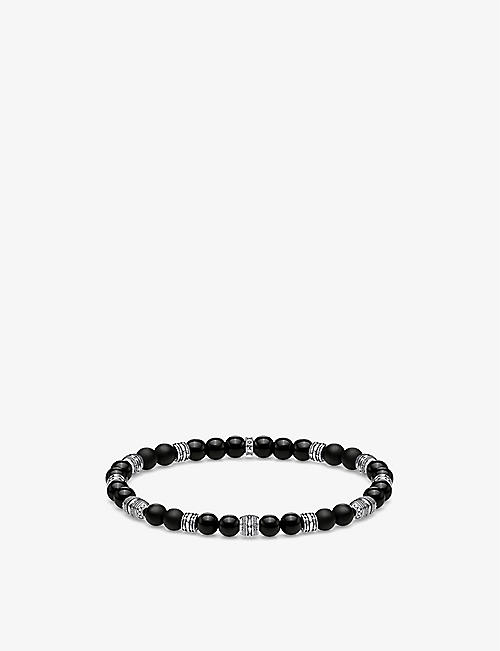 THOMAS SABO: Lucky Charms sterling silver and obsidian beaded bracelet