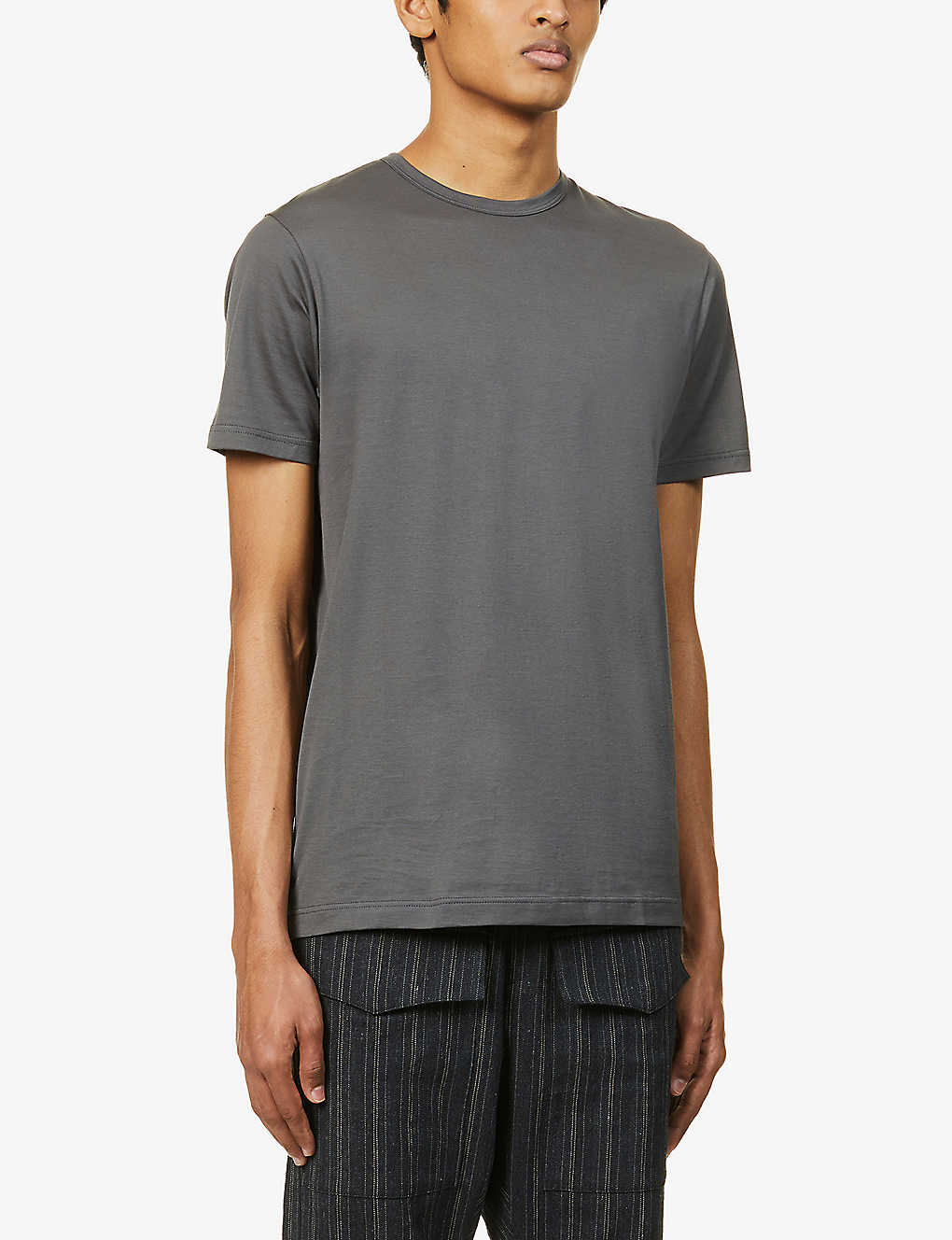 Shop Sunspel Men's Charcoal Classic Cotton-jersey T-shirt