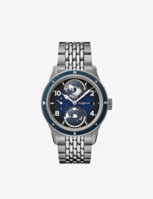 Shop Montblanc Mens Blue Mb125567 1858 Geosphere Titanium Automatic Watch