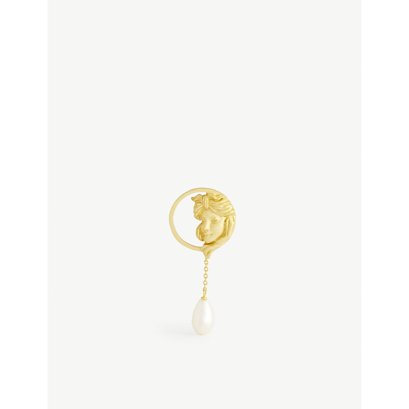 Anissa Kermiche Madame Tallien 18ct Yellow Gold-plated And Pearl Earring In Gold Pearl