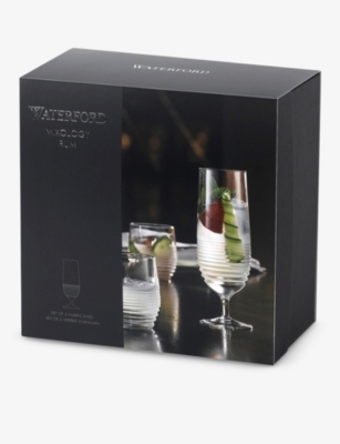 Waterford Mixology Circon Crystal Hurricane Glasses Set Of Two