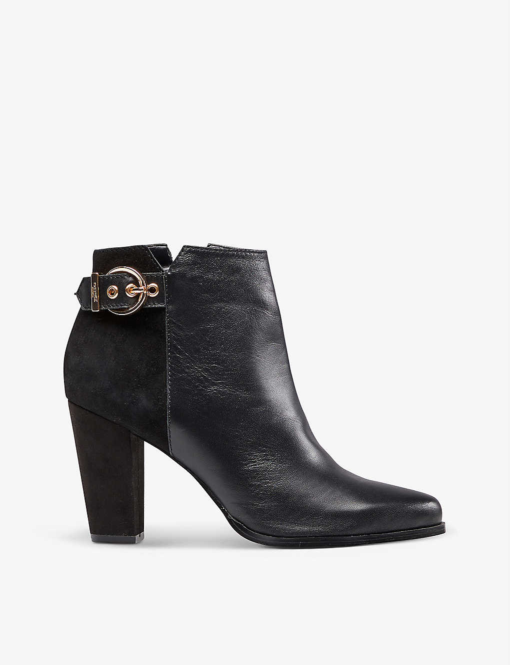 Dune Olla Suede And Leather Ankle Boots In Black-leather