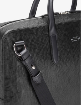 Panama cross-grain leather briefcase