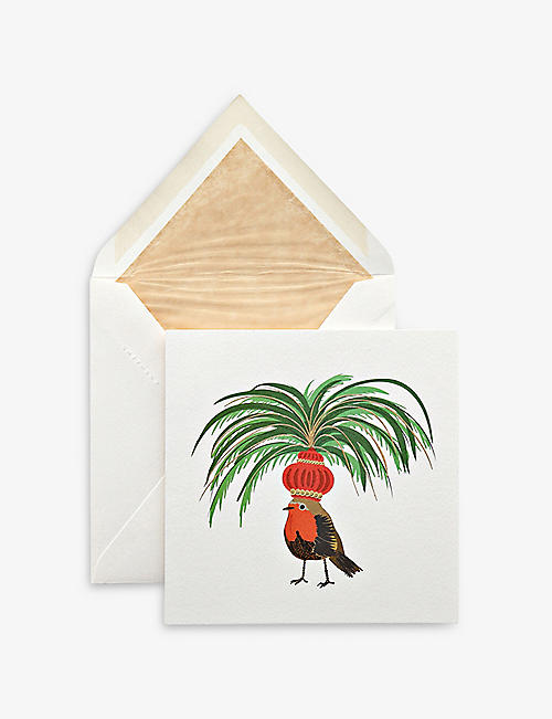 SMYTHSON: Robin white wove greetings cards box of ten