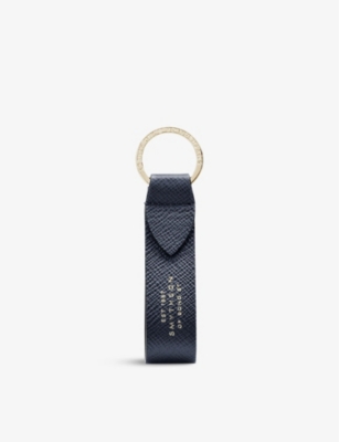 SMYTHSON: Panama cross-grain leather keyring 10cm