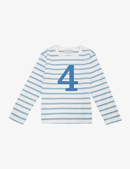 BOB & BLOSSOM: 'Four' striped cotton T-shirt 4-5 years