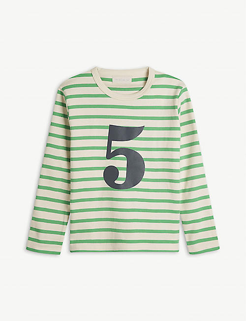 BOB & BLOSSOM: 'Five' striped cotton T-shirt 5-6 years