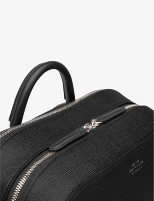 Smythson Panama Cross-grain Leather Backpack In Black
