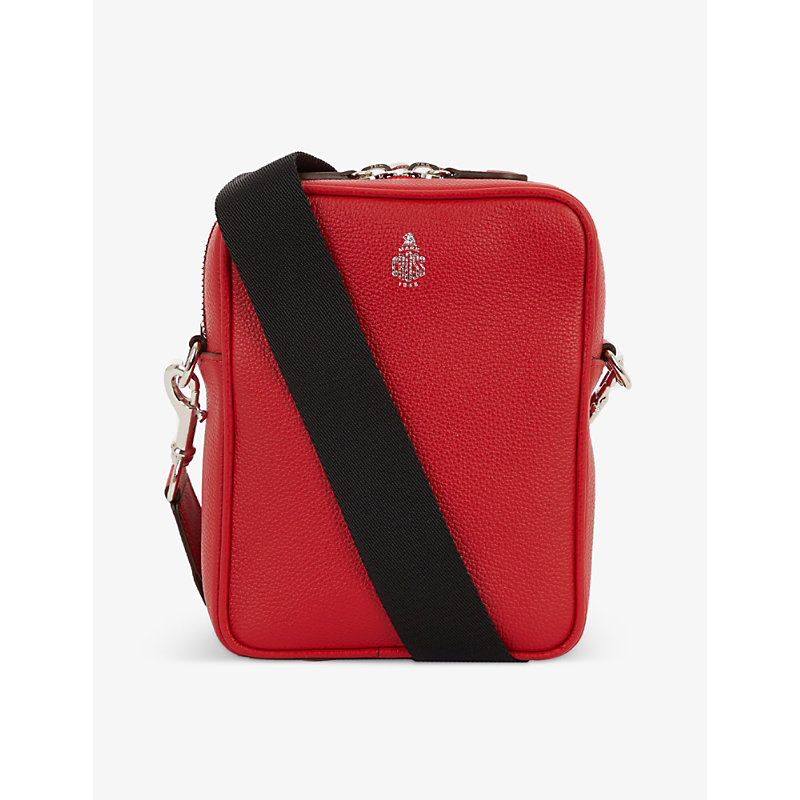Mark Cross Scott Logo-print Textured Leather Cross-body Bag In Mc Red