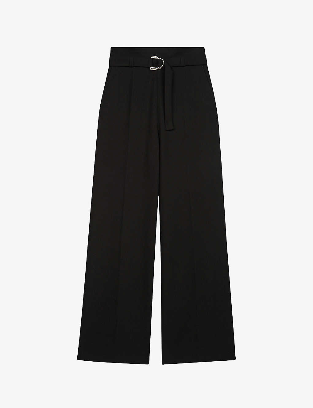 Maje Parc Wide-leg Stretch-woven Trousers In Black