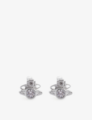 Vivienne Westwood Jewellery London Orb Silver Toned Brass And Crystal Stud Earrings Selfridges Com