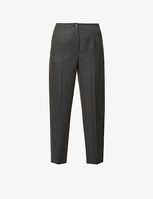 WHISTLES: Anita checked tapered mid-rise woven trousers