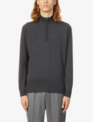 John Smedley Mens Charcoal Tapton High-neck Wool Jumper