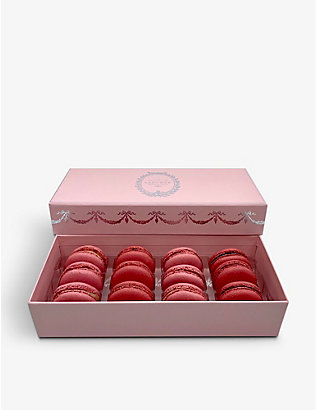 LADUREE: Pink Intemporel raspberry and rose macarons box of 12 192g