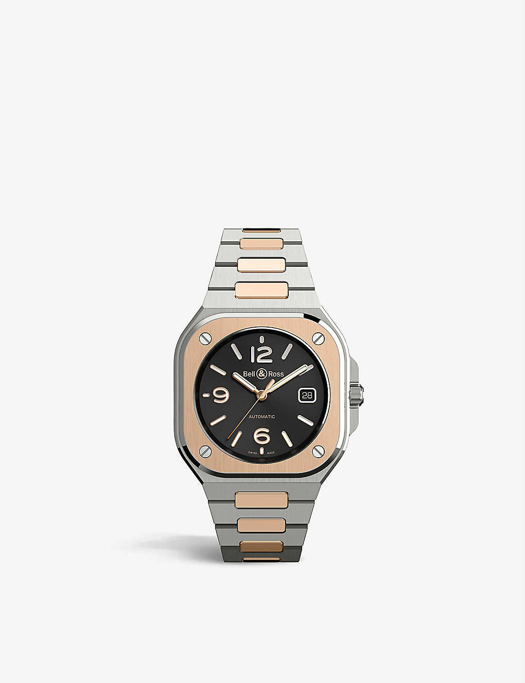 Bell & Ross Br05a-bl-stpg/ssg Stainless Steel And 18ct Rose-gold Automatic Watch In Silver & Gold