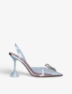 Amina Muaddi Womens Other Rosie Glass Crystal-embellished Sling-back Pvc Courts In Silver