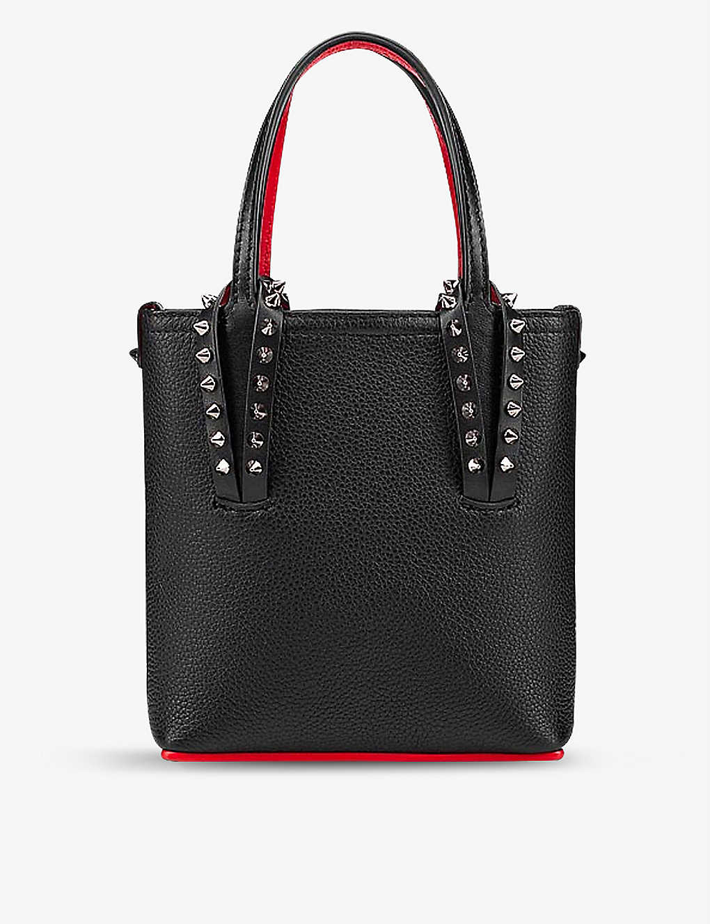 Shop Christian Louboutin Women's Black/black Cabata Mini Leather Tote Bag