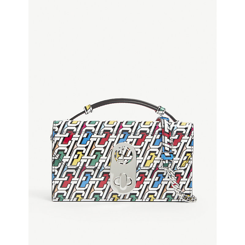 Christian Louboutin Elisa Small Patent-leather Clutch Bag In Multi/silver