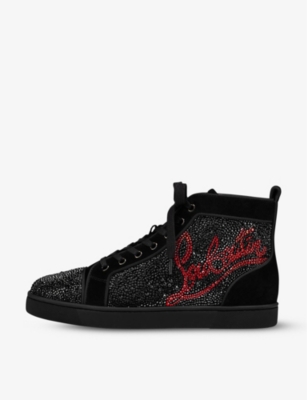 Christian Louboutin Louis strass sneaker, suede black grey crystal, size  36-46