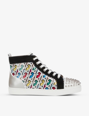 CHRISTIAN LOUBOUTIN LOU SPIKES ORLATO FLAT CLF PAT CL 3D SUE,R03686365