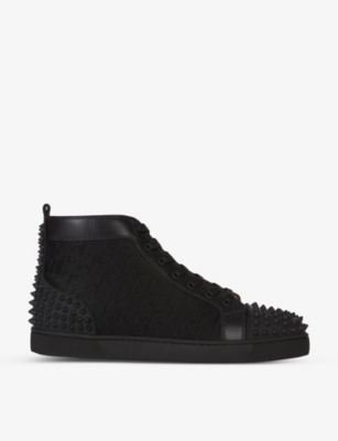 Christian Louboutin Mens Black/black Mat Lou Spikes 2 Flat  display picture 3