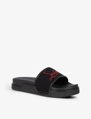 CHRISTIAN LOUBOUTIN Pool fun flat calf neoprene black