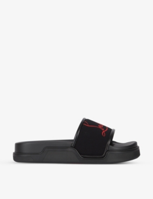 CHRISTIAN LOUBOUTIN Pool fun flat calf neoprene black