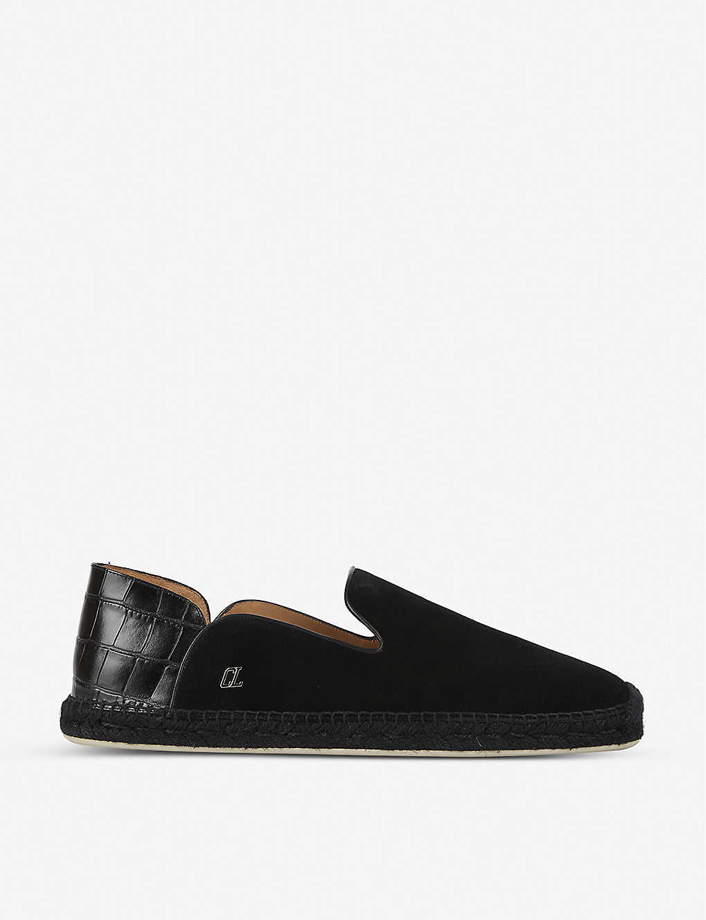 Shop Christian Louboutin Mens Black Espadon Leather Loafers