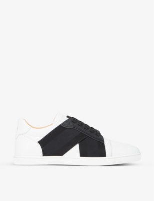 Christian Louboutin Elastikid Donna Flat Calf Bianco Black In Bianco/black