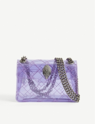 Shop Kurt Geiger Mini Kensington Transparent Shoulder Bag In Lilac