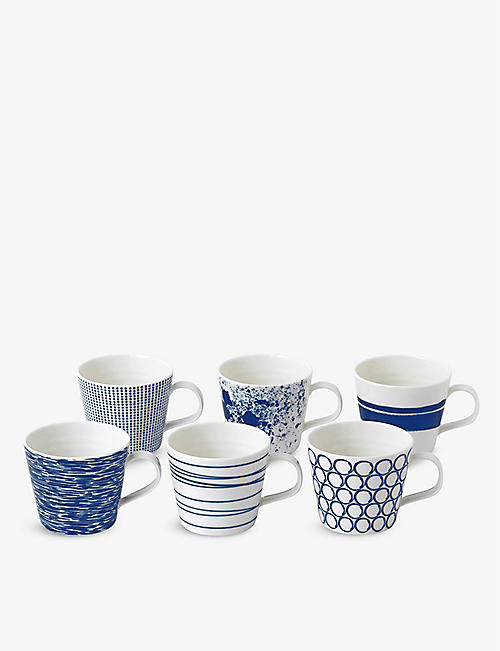ROYAL DOULTON: Pacific Lines porcelain mugs set of six