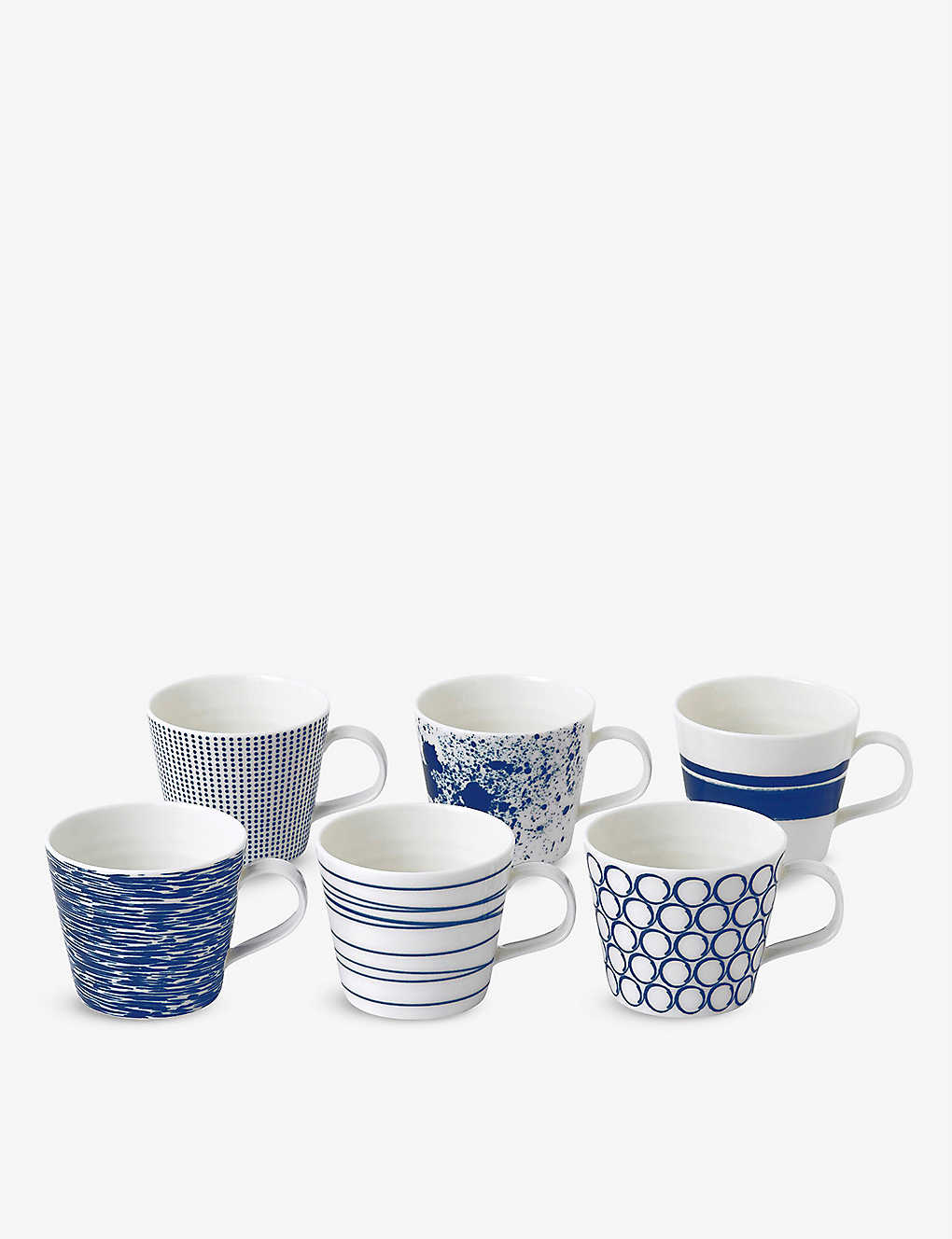Royal Doulton Pacific Lines Porcelain Mugs Set Of Six