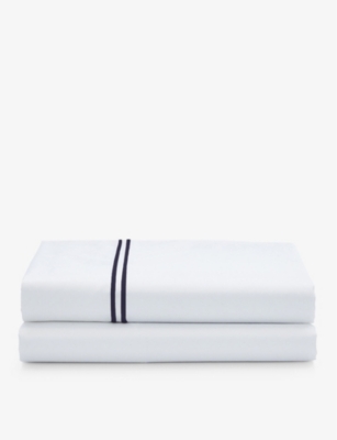 Shop Ralph Lauren Home White Penthouse Cotton-jacquard Flat Sheet