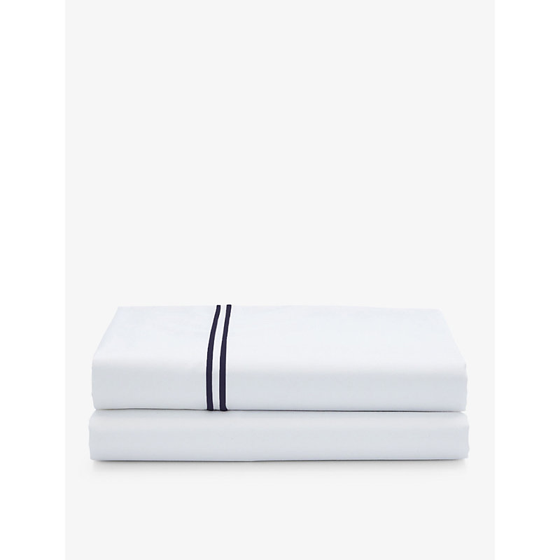 Shop Ralph Lauren Home White Penthouse Cotton-jacquard Flat Sheet