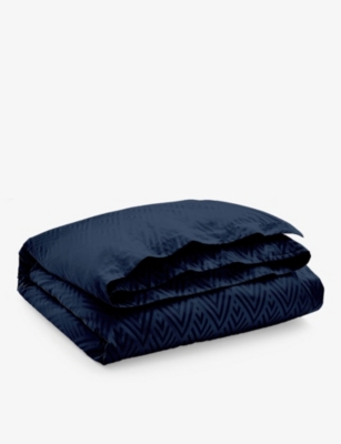 Ralph Lauren Home Navy Penthouse Cotton-jacquard Duvet Cover